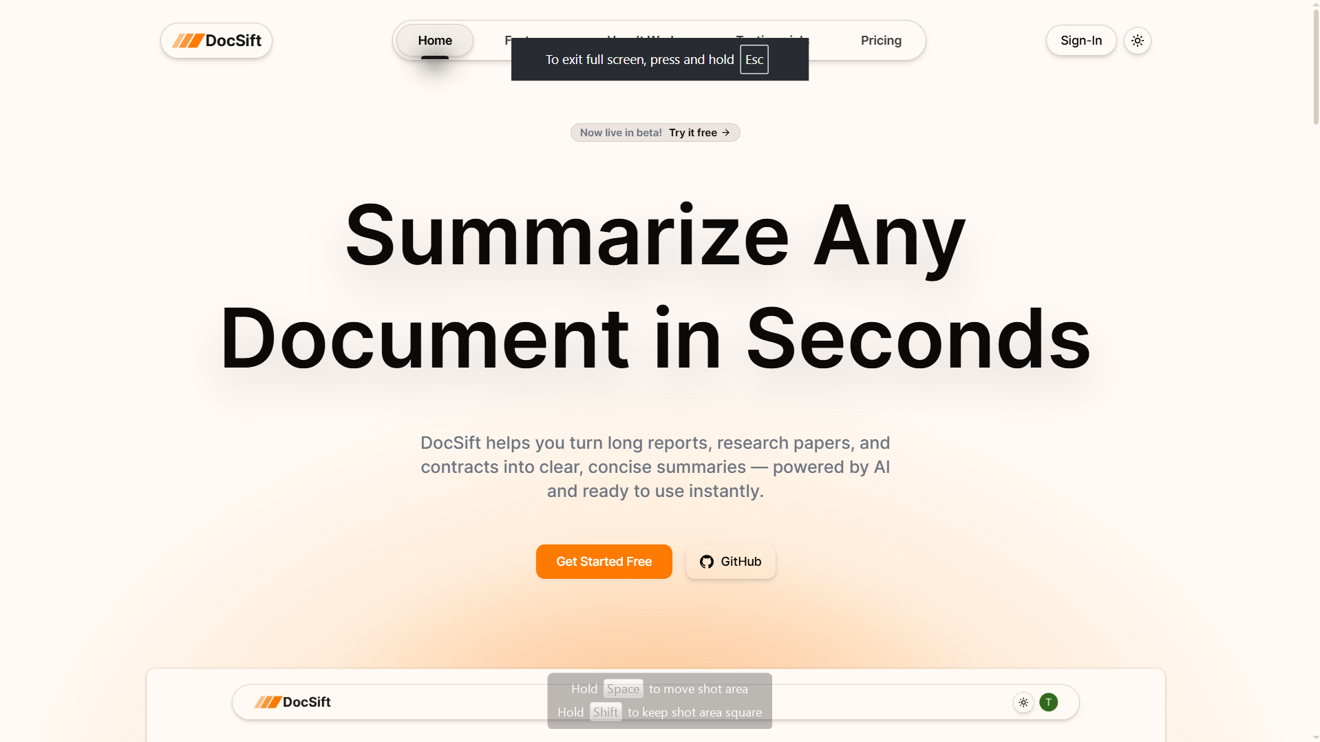 DocSift - AI Document Summarization Platform